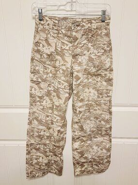 Thereabouts Girls Size 12 High Rise Wide Leg Camo Cargo Khaki Pants EUC